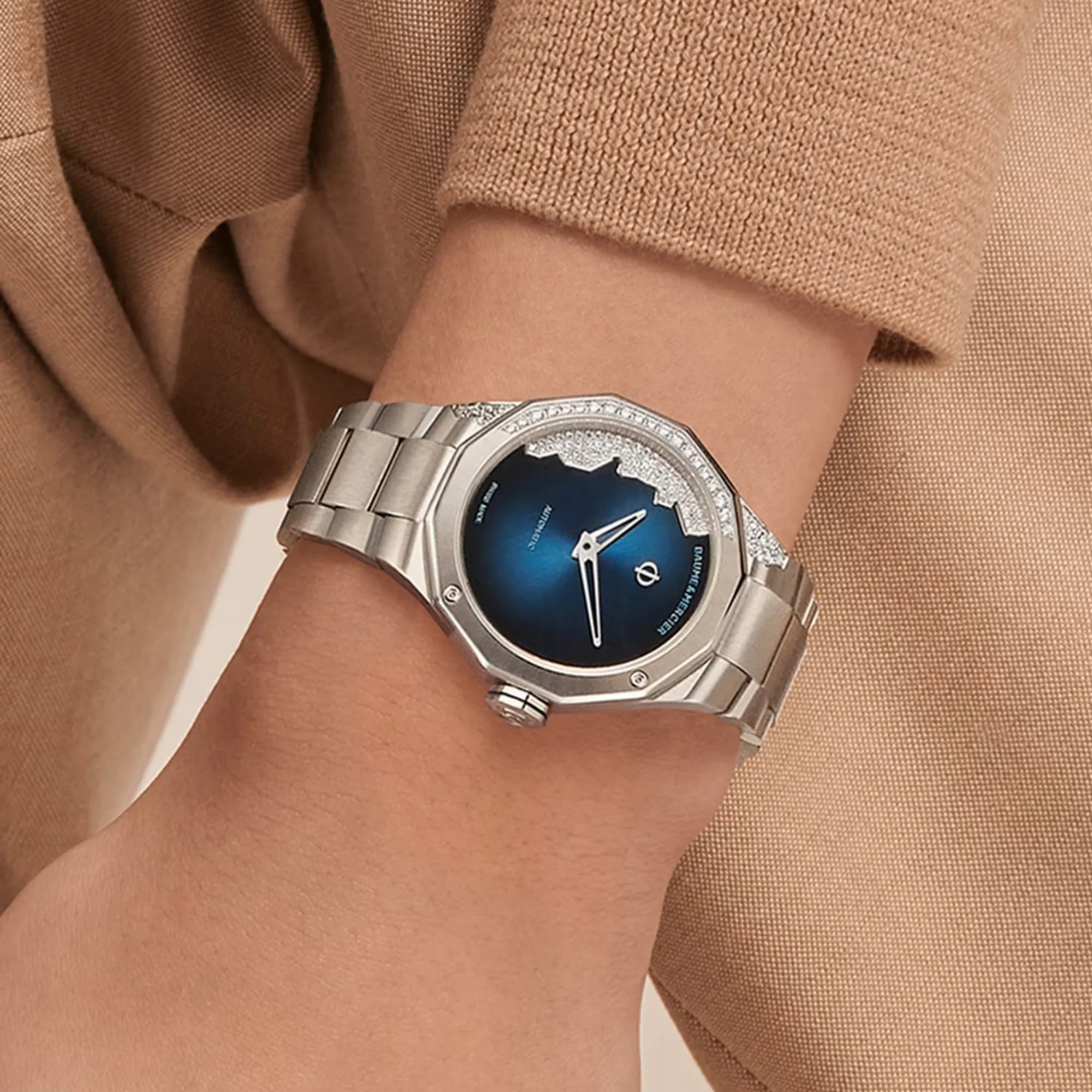 Baume & Mercier Riviera Automatic Watch Diamond-Set Blue Dial 33mm Image 5 La Mine d'Or Moncton, NB