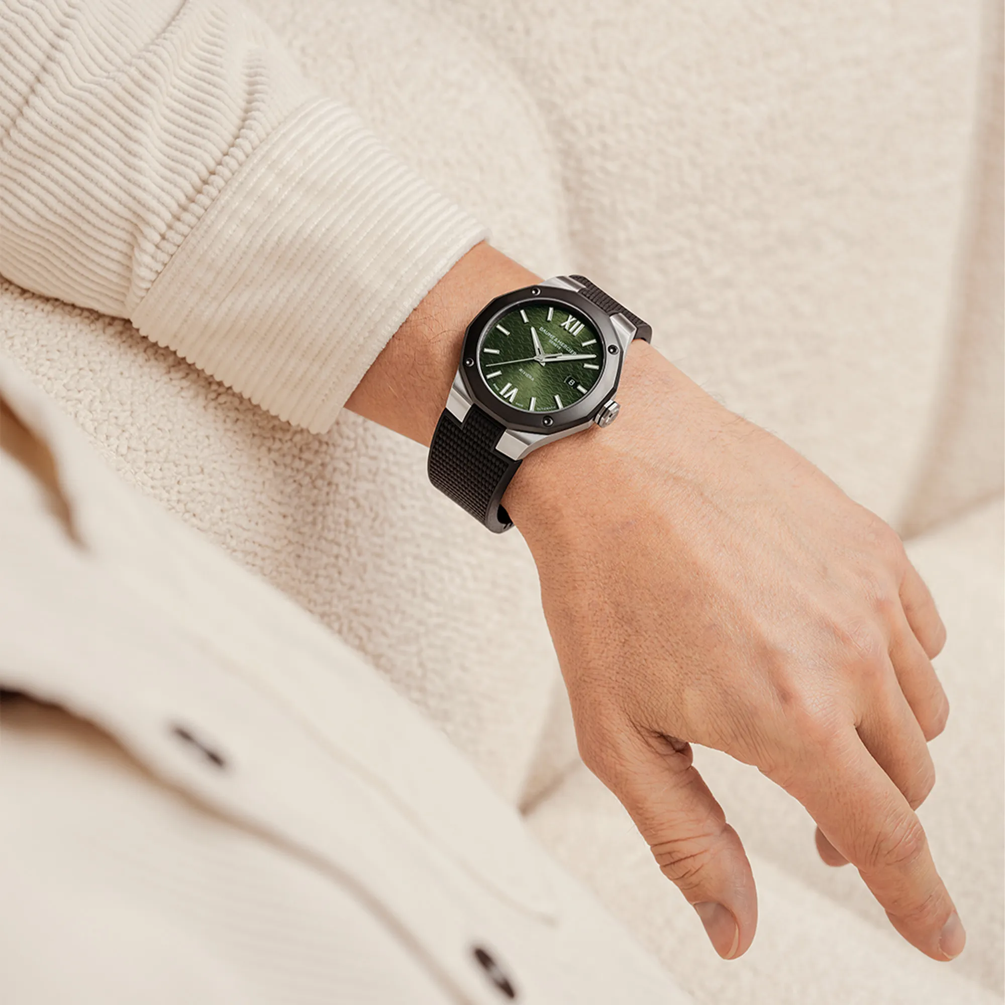Baume & Mercier Riviera Automatic Watch Green Dial 42mm Image 4 La Mine d'Or Moncton, NB