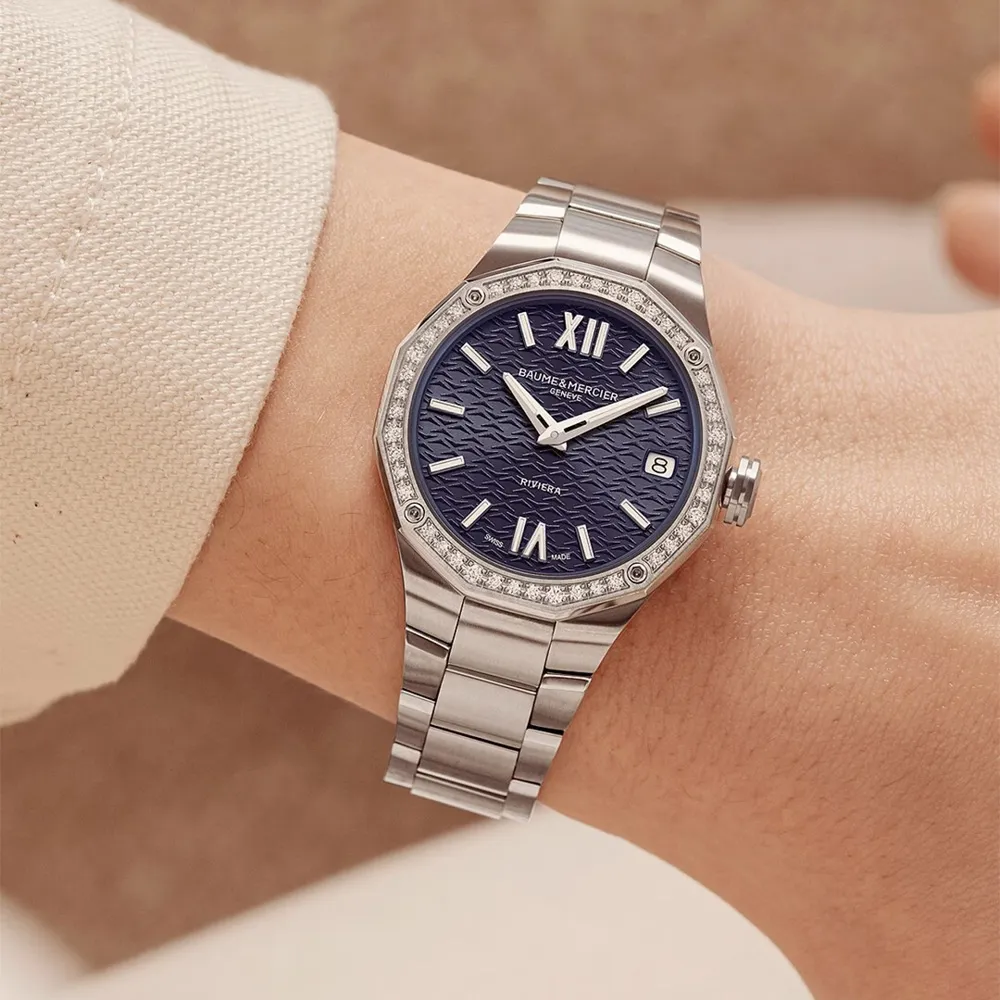 Baume & Mercier Riviera Quartz Watch Night Blue Dial 33mm Image 4 La Mine d'Or Moncton, NB