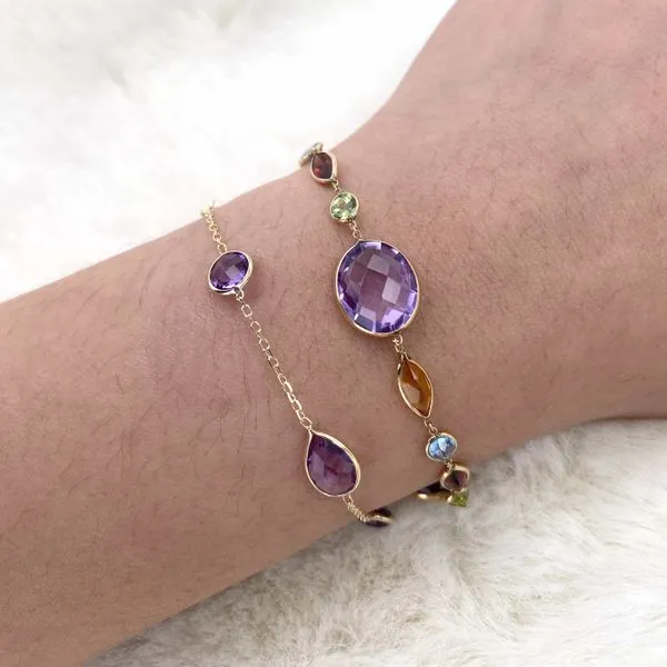 14kt Yellow Gold Bracelet With Genuine Amethyst Gemstones Image 4 La Mine d'Or Moncton, NB