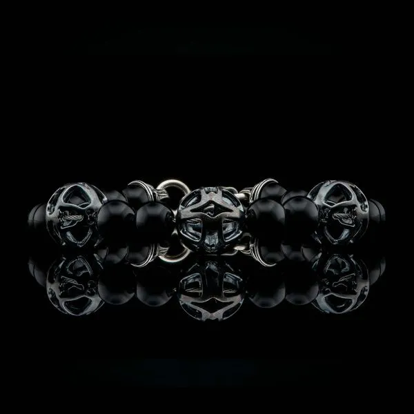 William Henry Nightfall Bracelet in Sterling Silver with Black Obsidian Beads, Large in Size Image 3 La Mine d'Or Moncton, NB