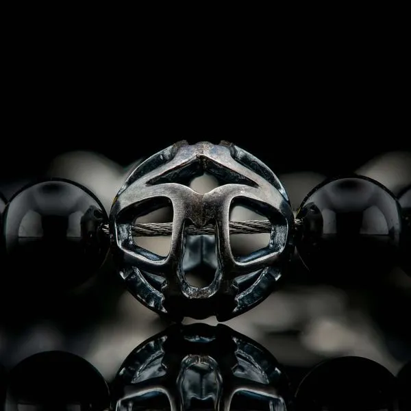 William Henry Nightfall Bracelet in Sterling Silver with Black Obsidian Beads, Large in Size Image 4 La Mine d'Or Moncton, NB