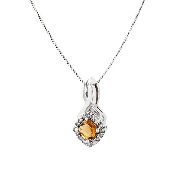 Genuine Citrine Birthstone Cluster Pendant & Diamond Image 2 La Mine d'Or Moncton, NB