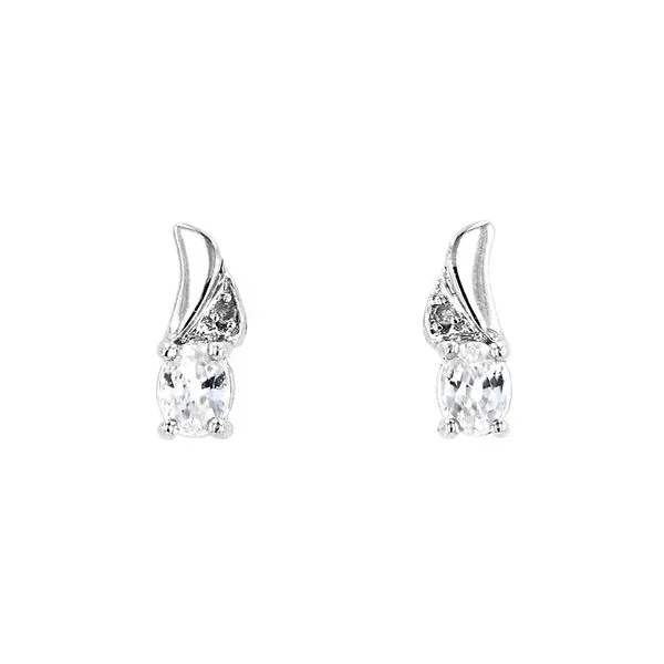 Genuine Zircon Birthstone & Diamond Stud Earrings La Mine d'Or Moncton, NB