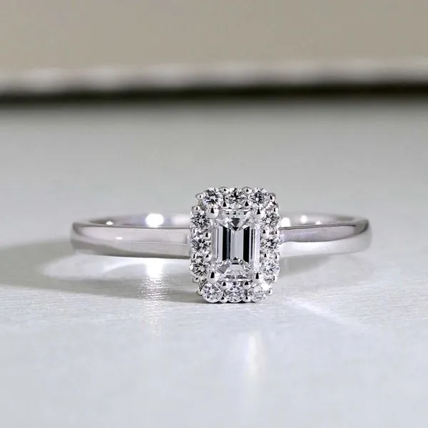 0.40tw Emerald Diamond Halo Engagement Ring Image 3 La Mine d'Or Moncton, NB
