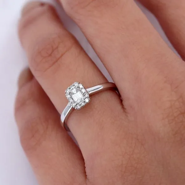 0.40tw Emerald Diamond Halo Engagement Ring Image 4 La Mine d'Or Moncton, NB