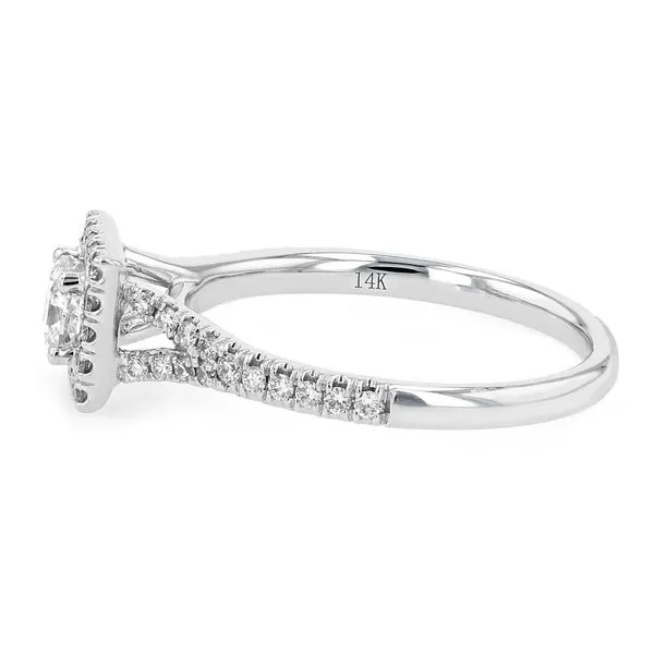 0.65tw Cushion Diamond Halo Split Shank Pave Engagement Ring Image 2 La Mine d'Or Moncton, NB