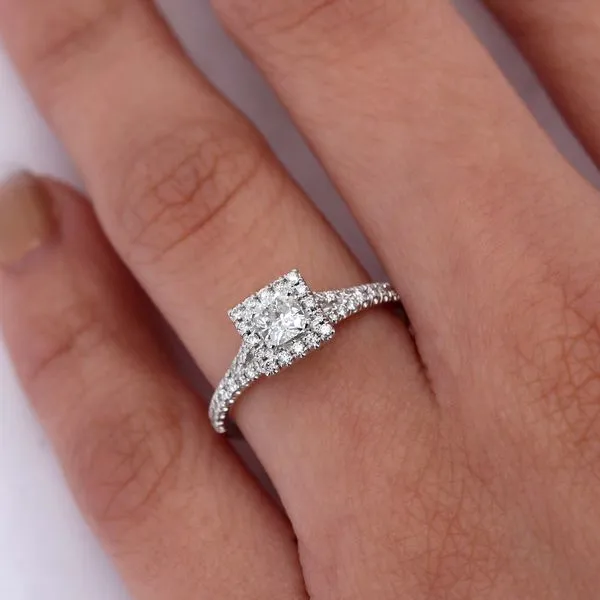 0.65tw Cushion Diamond Halo Split Shank Pave Engagement Ring Image 4 La Mine d'Or Moncton, NB