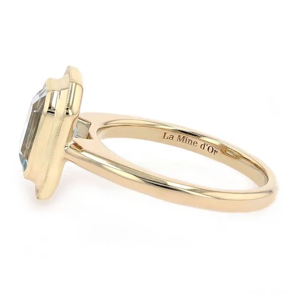 1.80ct Emerald Cut Vintage Bezel Solitaire Aquamarine Ring 14kt Yellow Gold Image 2 La Mine d'Or Moncton, NB