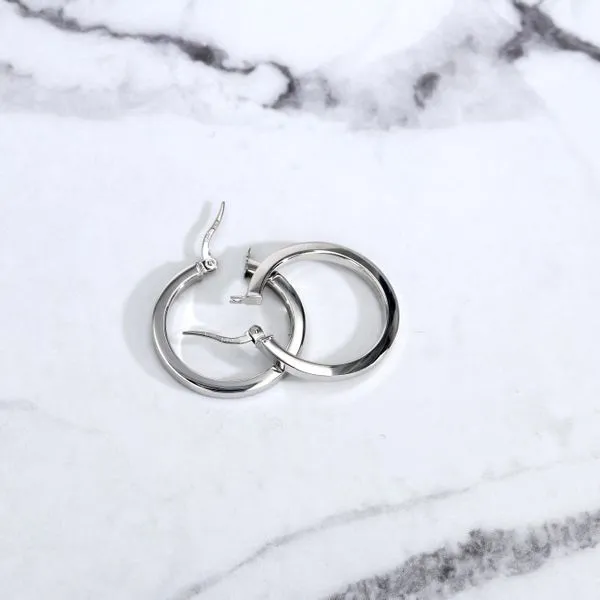 10kt White Gold Medium Flat Hoop Earrings Image 2 La Mine d'Or Moncton, NB