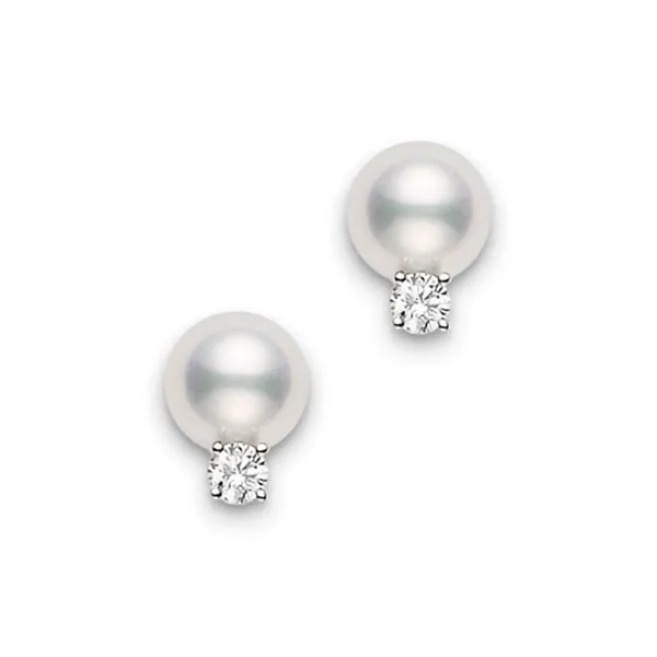 Mikimoto Akoya A+ 6-6.5mm Pearl and 0.06tw Diamonds Stud Earrings La Mine d'Or Moncton, NB
