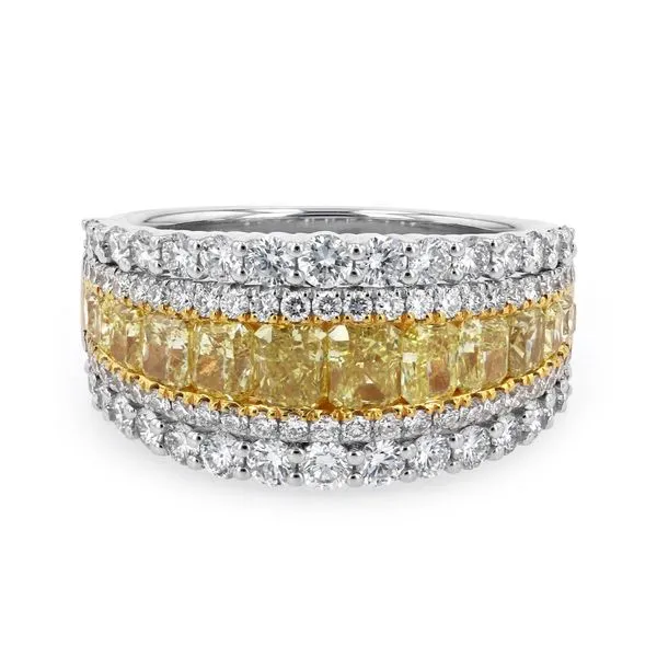 3.10tw Fancy Yellow & White Diamond Ring 18kt White Gold La Mine d'Or Moncton, NB
