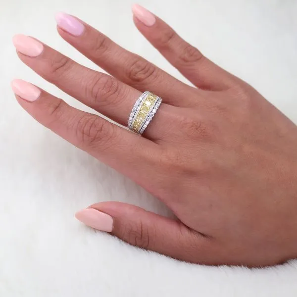 3.10tw Fancy Yellow & White Diamond Ring 18kt White Gold Image 4 La Mine d'Or Moncton, NB