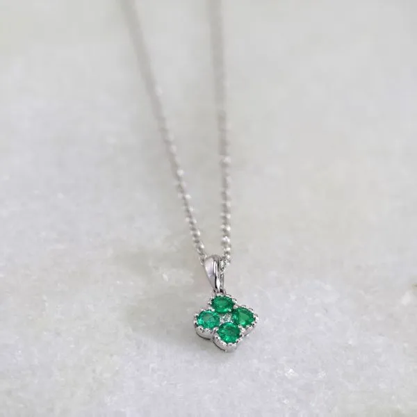 0.40tw Emerald & Diamond Clover Pendant Image 3 La Mine d'Or Moncton, NB