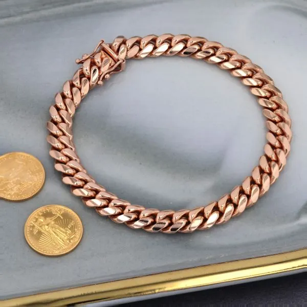 8" Cuban Link 14kt Rose Gold Bracelet Image 3 La Mine d'Or Moncton, NB