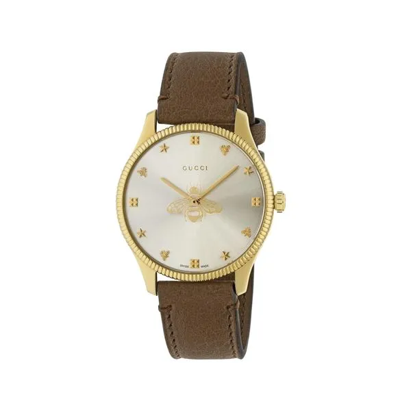 Gucci G-Timeless Watch with Bee - Brown 36mm Image 2 La Mine d'Or Moncton, NB