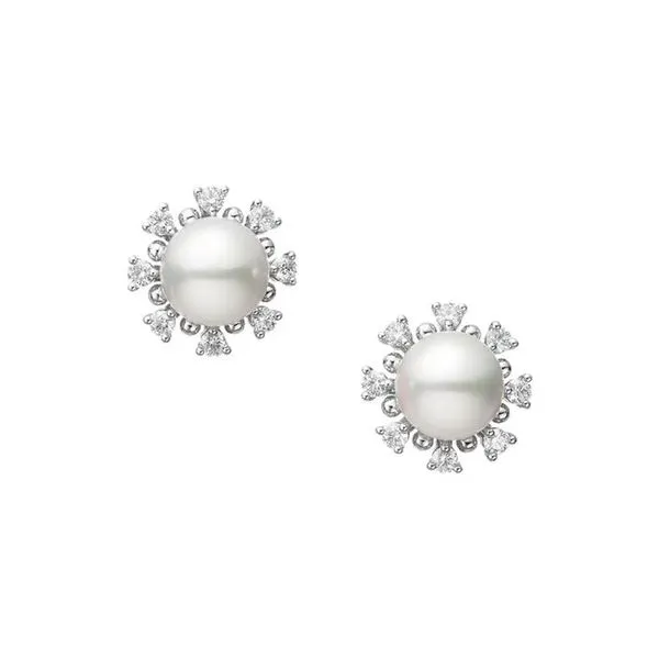 Mikimoto Classic Akoya Pearl & Diamonds Earrings La Mine d'Or Moncton, NB