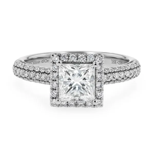 1.80tw Princess Diamond Halo Pave Engagement Ring La Mine d'Or Moncton, NB