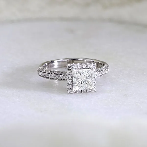 1.80tw Princess Diamond Halo Pave Engagement Ring Image 3 La Mine d'Or Moncton, NB