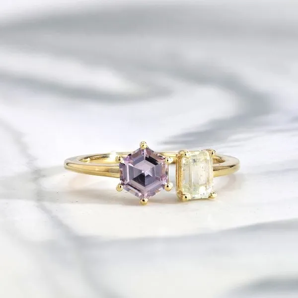 1.55tw Pink & Yellow Sapphire Toi et Moi Ring Image 3 La Mine d'Or Moncton, NB