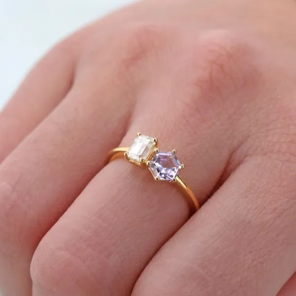 1.55tw Pink & Yellow Sapphire Toi et Moi Ring Image 4 La Mine d'Or Moncton, NB