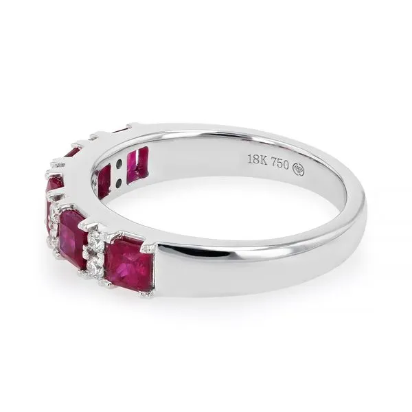 0.90tw Ruby & Diamond Fashion Ring in 18kt White Gold Image 2 La Mine d'Or Moncton, NB