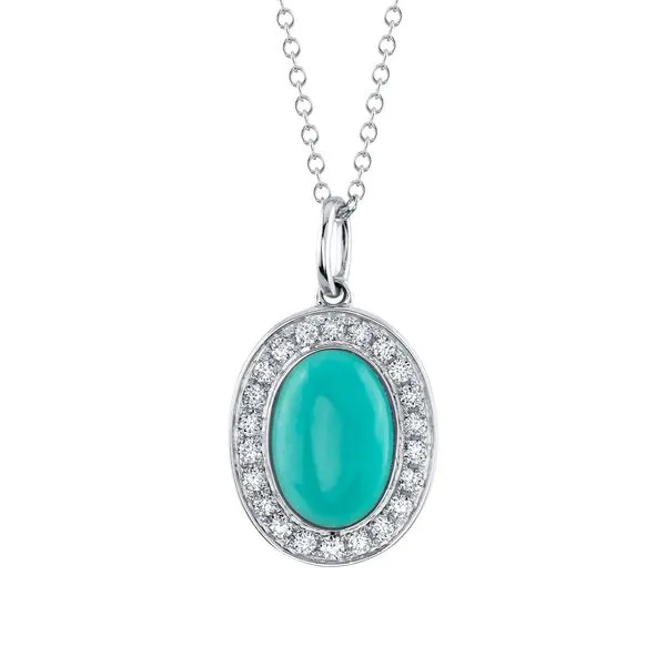 1.85tw Shy Creation Diamond Halo and Turquoise Pendant La Mine d'Or Moncton, NB