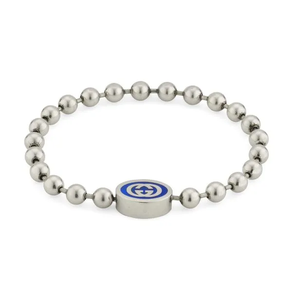 Gucci Intelocking G Boule Blue Enamel Silver Bracelet La Mine d'Or Moncton, NB