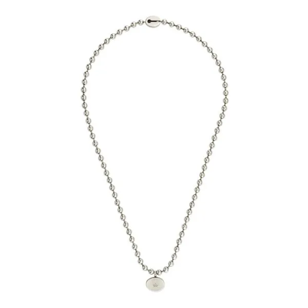 Gucci Interlocking G Boule Blue Enamel Silver Necklace Image 2 La Mine d'Or Moncton, NB