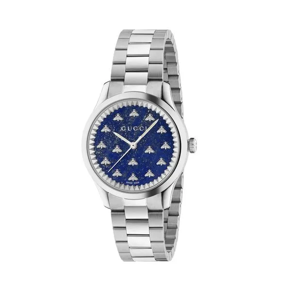 Gucci G-Timeless Dark Blue Lapiz with Bees 32mm Image 2 La Mine d'Or Moncton, NB