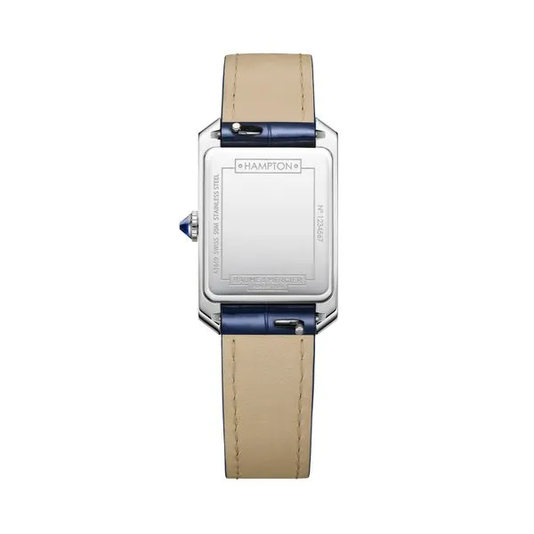 Baume & Mercier Hampton Ladies Quartz Watch Blue Dial 35x22mm Image 2 La Mine d'Or Moncton, NB