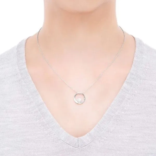 Mikimoto Akoya Cultured Pearl Circle Pendant in 18K White Gold Image 2 La Mine d'Or Moncton, NB