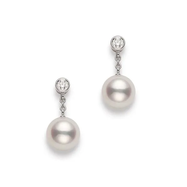 Mikimoto Akoya Pearl & 0.16tw Diamond Drop Earrings La Mine d'Or Moncton, NB