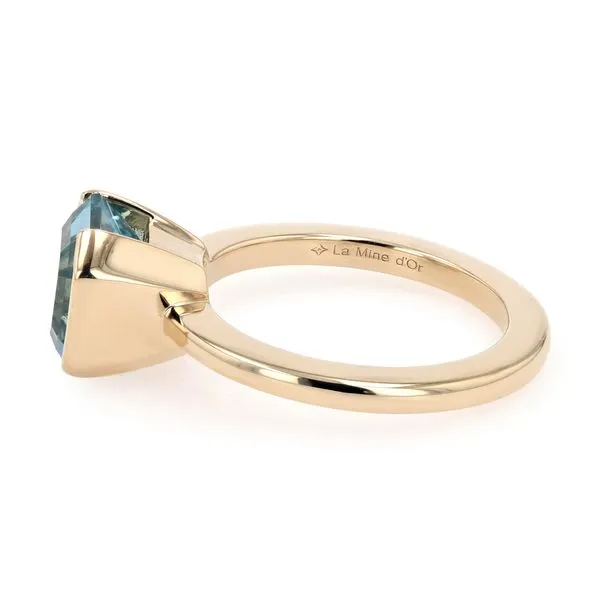 3.00ct Munich Octagon Shape Half Bezel Solitaire Santa Maria Brazilian Aquamarine Ring 14kt Yellow G Image 2 La Mine d'Or Moncton, NB
