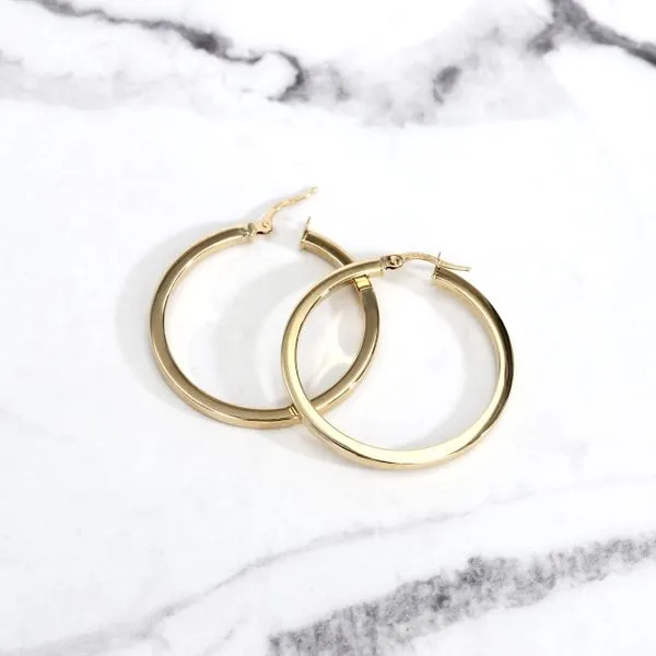 10kt Yellow Gold Large Flat Hoop Earrings Image 2 La Mine d'Or Moncton, NB
