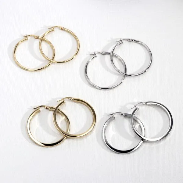 10kt White Gold Large Flat Hoop Earrings Image 4 La Mine d'Or Moncton, NB