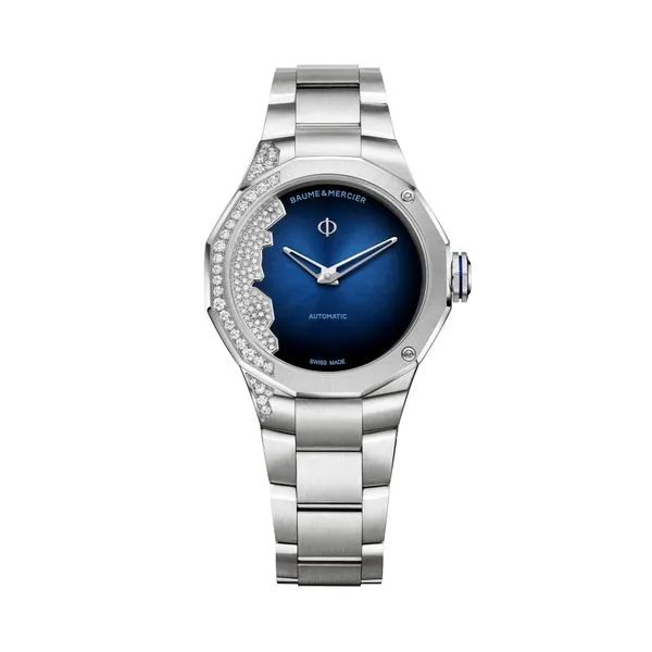 Baume & Mercier Riviera Automatic Watch Diamond-Set Blue Dial 33mm La Mine d'Or Moncton, NB