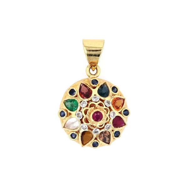 Estate 18kt Yellow Gold Multi-Stone & Diamond Bezel Pendant La Mine d'Or Moncton, NB