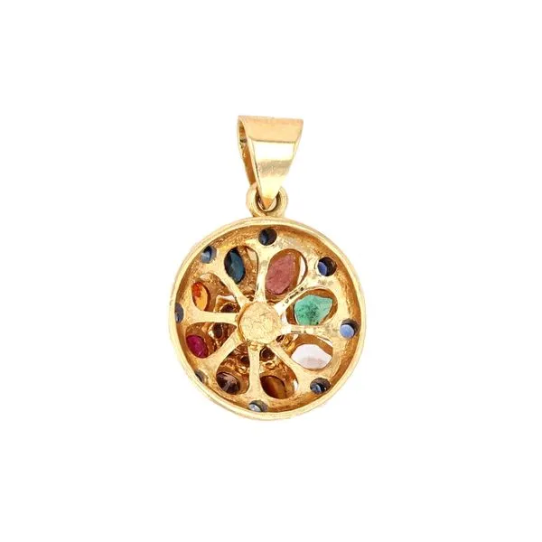 Estate 18kt Yellow Gold Multi-Stone & Diamond Bezel Pendant Image 2 La Mine d'Or Moncton, NB