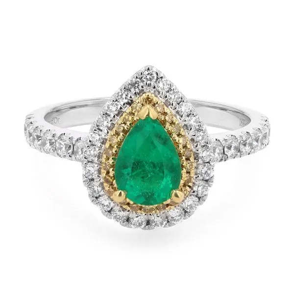1.33tw Golden Halo Pear Emerald Gemstone Ring La Mine d'Or Moncton, NB