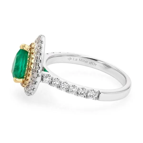 1.33tw Golden Halo Pear Emerald Gemstone Ring Image 2 La Mine d'Or Moncton, NB