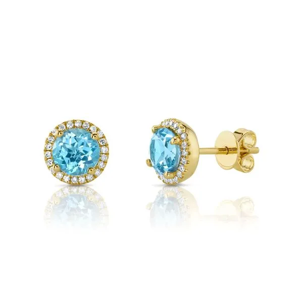 2.20tw Shy Creation Color Blue Topaz and Diamond Stud Earrings La Mine d'Or Moncton, NB