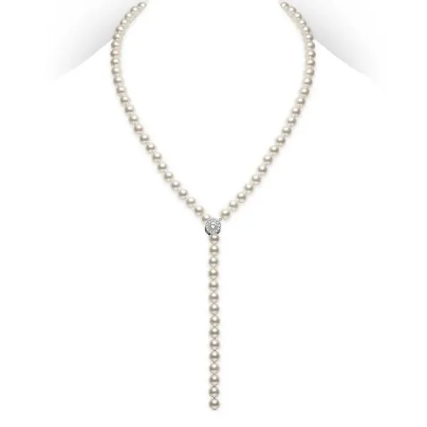 Mikimoto Akoya Cultured Pearl Lariat with 18K White Gold Clasp with Diamonds La Mine d'Or Moncton, NB