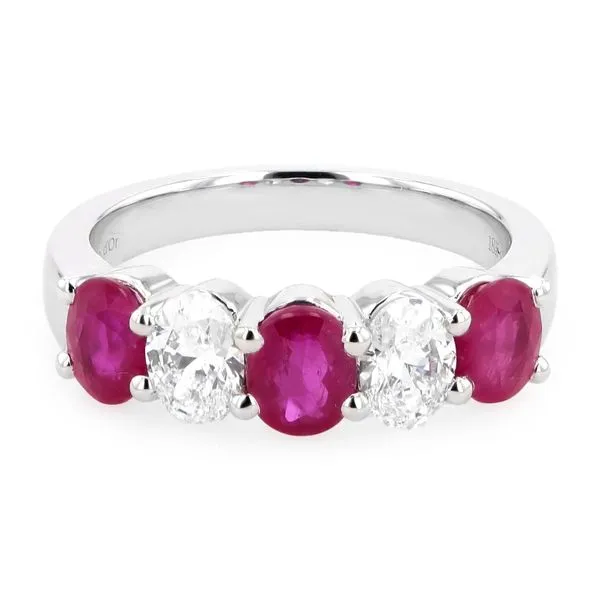 2.80tw Oval Ruby and Diamond 5 Stone Band La Mine d'Or Moncton, NB