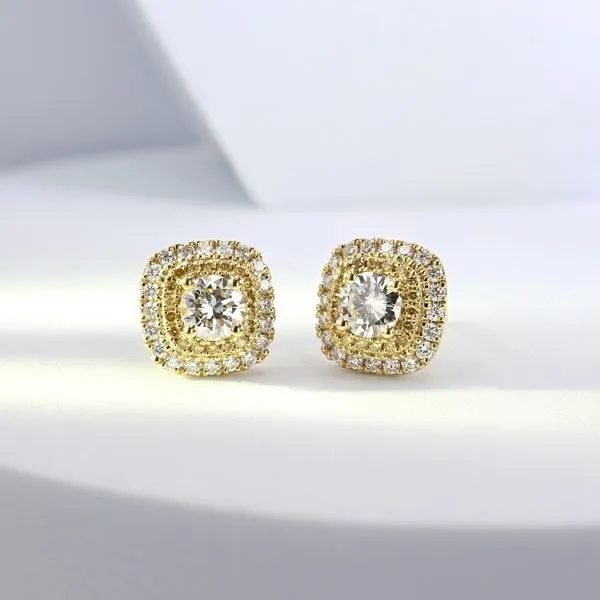 1.10tw Golden Halo Diamond Stud Earrings Image 3 La Mine d'Or Moncton, NB