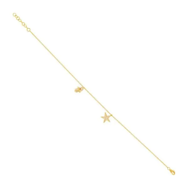 0.17tw Shy Creation Kate Ruby Hamsa and Diamond Star Anklet La Mine d'Or Moncton, NB