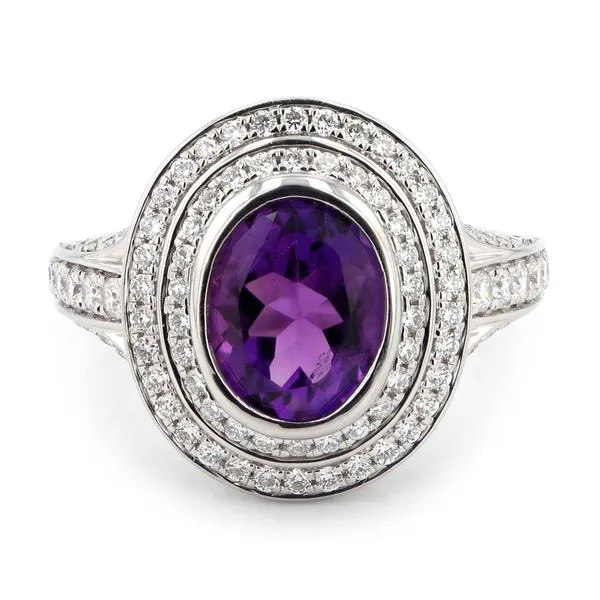 2.50ct Amethyst and Diamond Halo Ring La Mine d'Or Moncton, NB