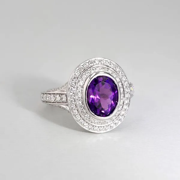 2.50ct Amethyst and Diamond Halo Ring Image 3 La Mine d'Or Moncton, NB