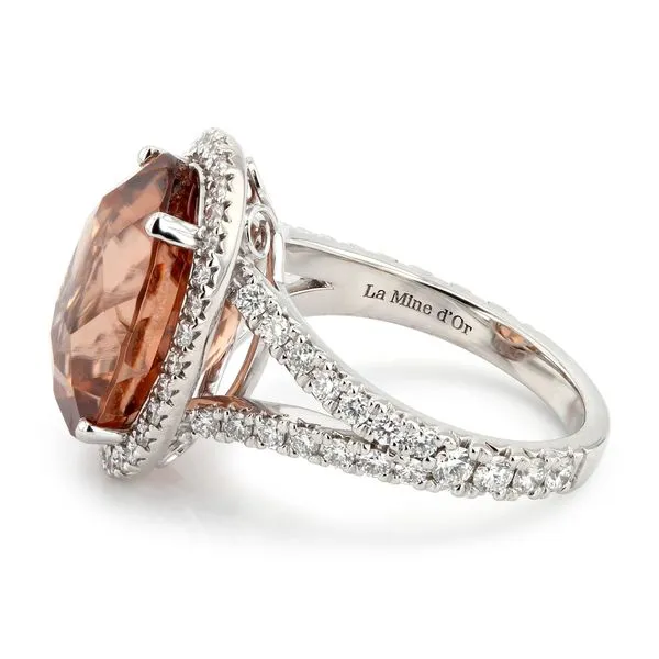 13.80ct Oval Honey Brown Zircon and Diamond Halo Ring Image 2 La Mine d'Or Moncton, NB