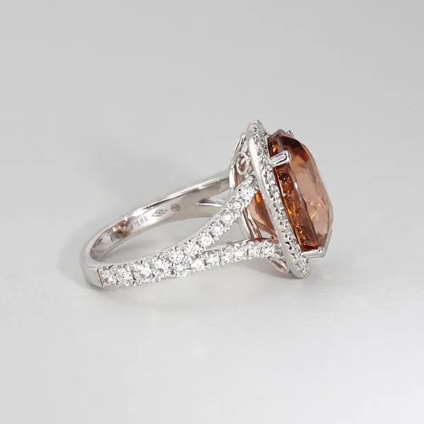 13.80ct Oval Honey Brown Zircon and Diamond Halo Ring Image 5 La Mine d'Or Moncton, NB